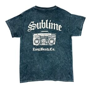 Sublime Band Tee‎ Mens Medium Blue Long Beach CA T-Shirt Boombox Graphic Retro